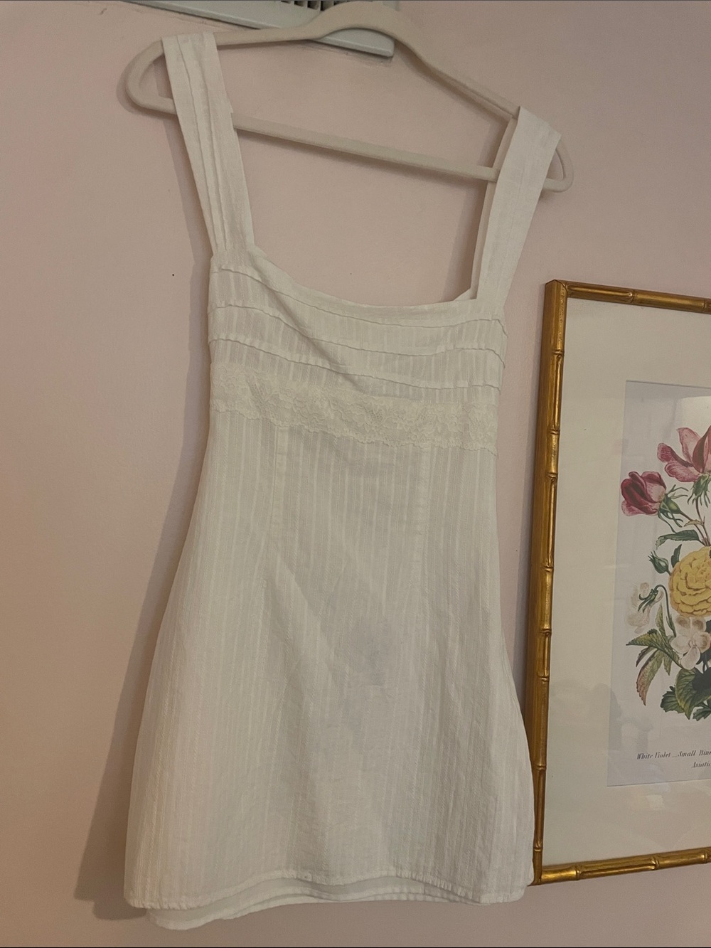 Beginning Boutique White Mini Dress with lace trim size 2